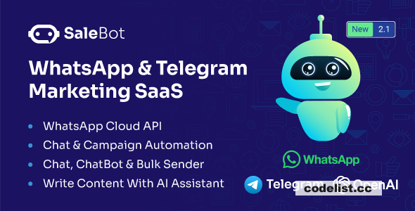 SaleBot v4.5.0 – WhatsApp And Telegram Marketing SaaS – ChatBot & Bulk Sender