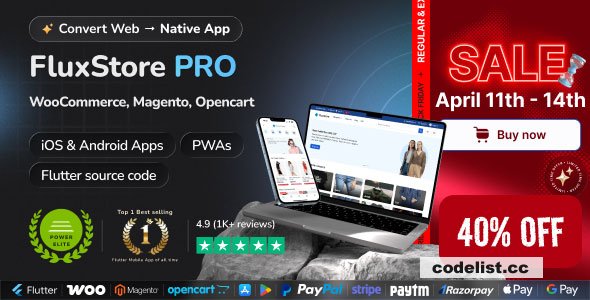 Fluxstore Pro – Flutter E-commerce Full App for Magento, Opencart, and Woocommerce v6.2.0