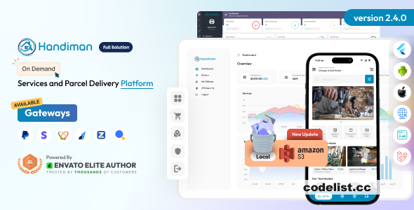 Handiman v2.4.0 – On Demand Services and Parcel Delivery Platform