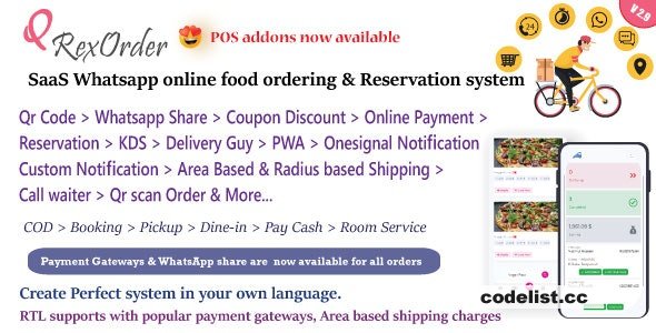 QrexOrder v3.3.9 – SaaS Restaurants / QR Menu / WhatsApp Online ordering / Reservation system – nulled