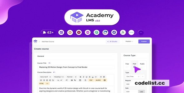 Academy LMS Pro v3.8.2 – All-in-One WordPress LMS Plugin For Your Online Courses