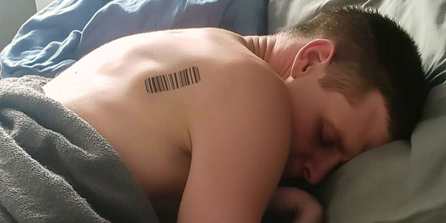 I found a barcode on my husband’s back, then I scanned it and fainted