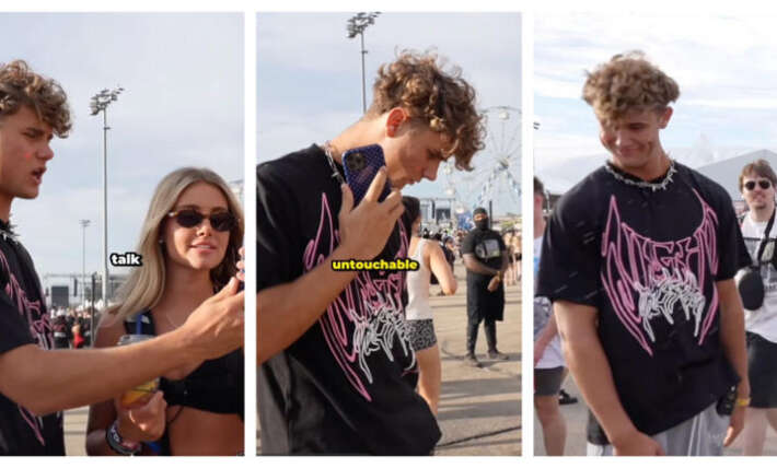 Man tells a random woman that she is dressed inappropriately. Two seconds later, she is throwing her drink at him
