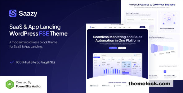 Saazy v1.0.2 – SaaS & App Landing Page FSE WordPress Theme