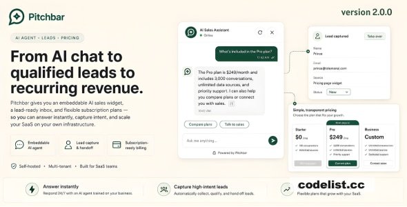 Pitchbar v2.1.0 – Self-hosted SaaS Sales AI Widget for Any Website