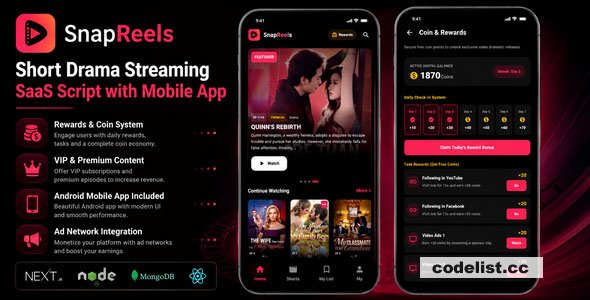 SnapReels v1.1.7 – Short Drama Streaming SAAS Script with Android App