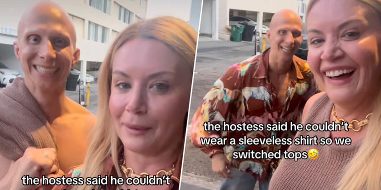 Man and woman switch shirts to be allowed into restaurant, sparking dress code debate