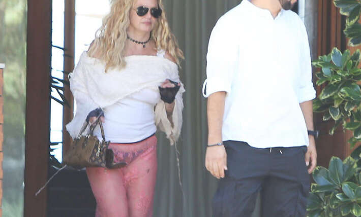 Britney Spears wears sheer lace skirt to lunch after LA freeway stunt