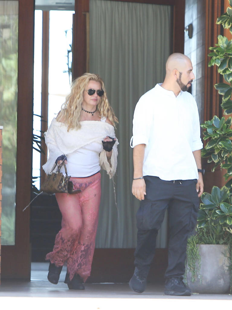 Britney Spears wears sheer lace skirt to lunch after LA freeway stunt