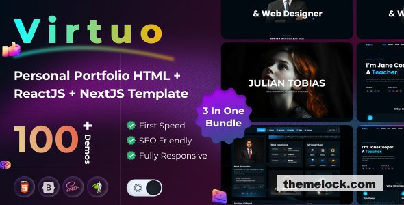 Virtuo – Personal Portfolio HTML + ReactJS + NextJS Template