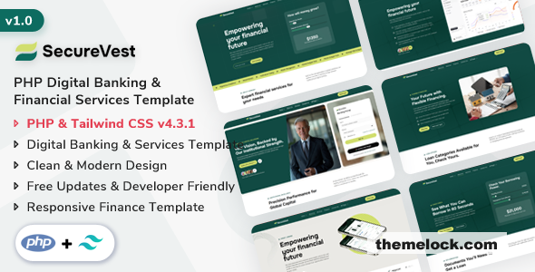 SecureVest – PHP Digital Banking & Financial Services Template