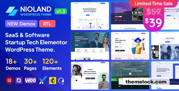 Nioland v1.4 – SaaS & Software Startup Tech WordPress Theme