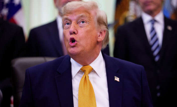 Trump’s bulge sparks wild theories and a furious reply from White House only adds fuel to the fire