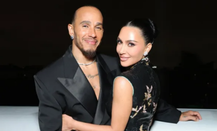 Kim Kardashian and Lewis Hamilton share first public kiss and we are not ok
