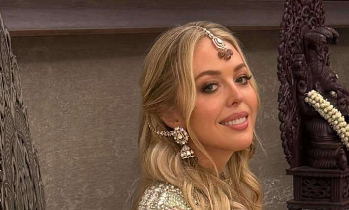 Tiffany Trump displays toned abs in traditional cropped blouse in rare new family photos from India