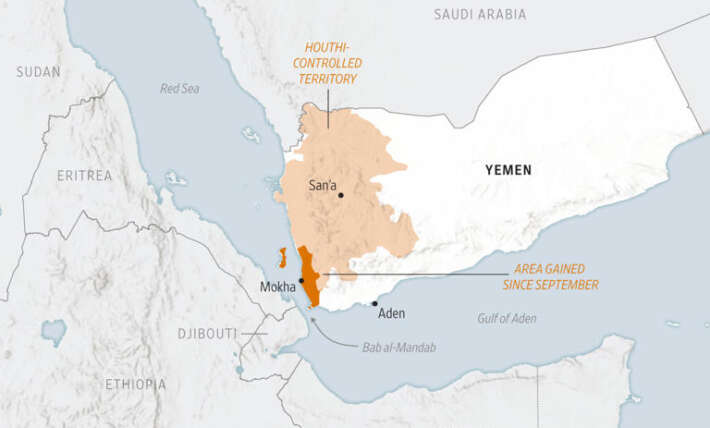 See how the Houthi advance was powered by arms from Iran and China