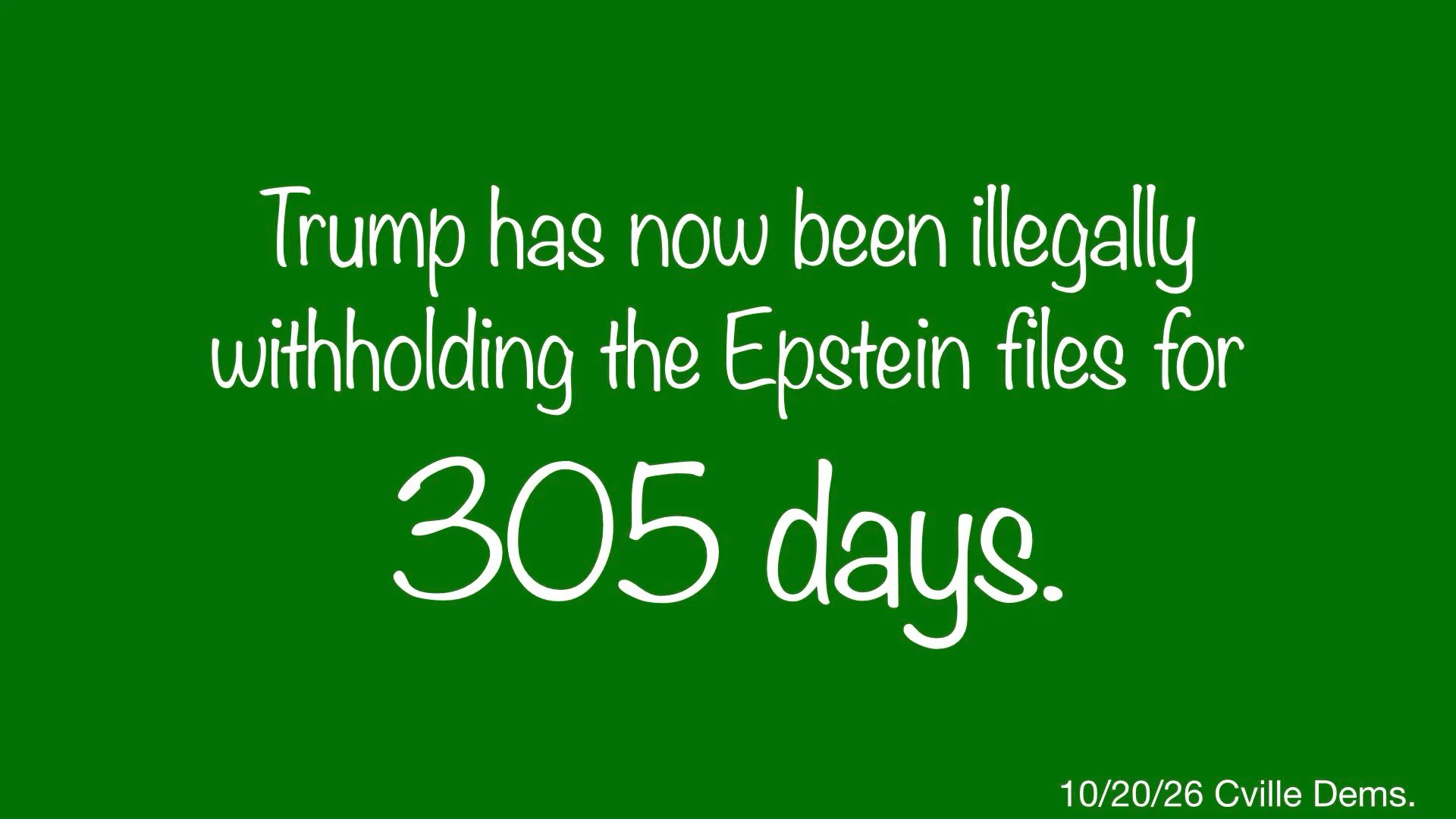Trump has now been illegally withholding the epstein files for 305 days