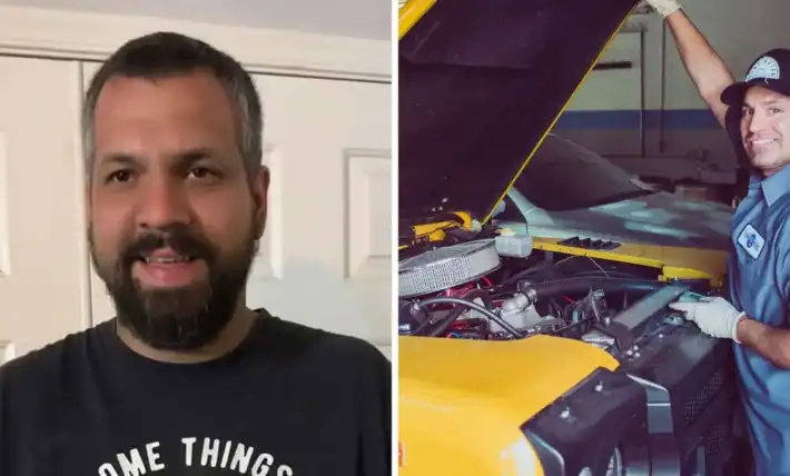 man buys car part. then he calls a mechanic and asks him to install it go to harbor freight