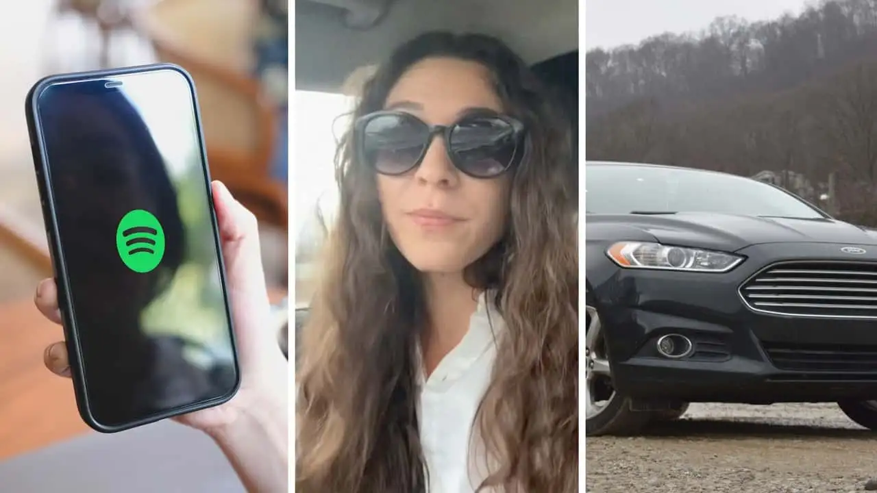 woman listens to spotify