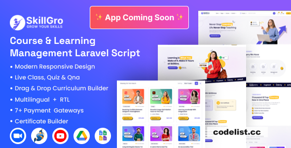 SkillGro v3.4.0 – Course & Learning Management System Laravel Script (LMS) – nulled