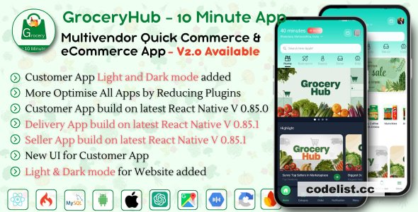 GroceryHub v2.0 – 10 Minute App Multivendor Quick Commerce & eCommerce App