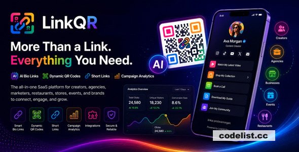 LinkQR v1.0 – AI Bio Links, Dynamic QR Codes, Short Links & Campaign Analytics SaaS