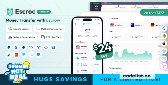 Escroc v1.7.0 – Money Transfer with Escrow Full Solution