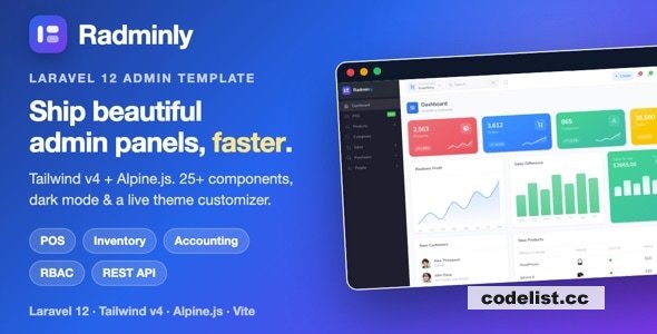 Radminly v4.0.0 – Laravel Tailwind Admin Template with POS, Inventory, Accounting & More