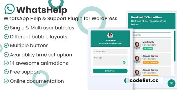 WhatsApp Chat Support Pro WordPress Plugin v3.3.0