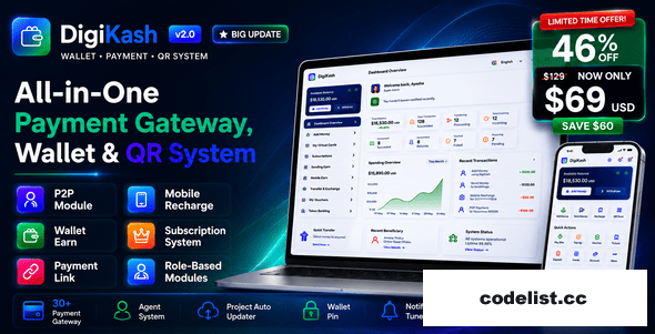 DigiKash v2.0 – Complete Payment Gateway, Wallet & QR System