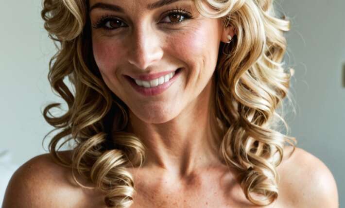 Permed Hair Mischievous smiling While Blushing