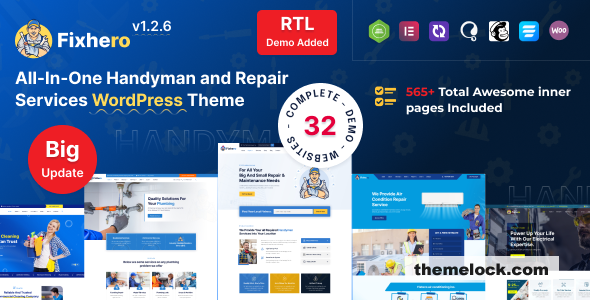 Fixhero v1.3.1 – Handyman & Repair Services WordPress Theme