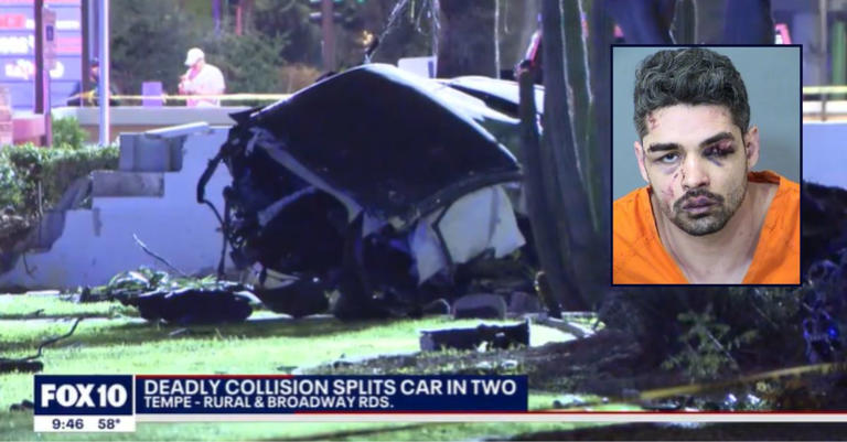 Man splits Mustang in half, crashing into palm trees at 153 mph, sending woman flying 80 feet to her death and killing her boyfriend