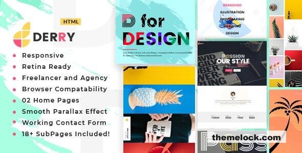 Derry – Colorful Minimal Portfolio HTML Template