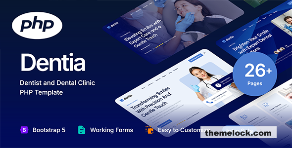 Dentia – Dental Clinic & Dentist PHP Website Template