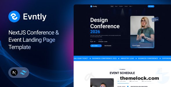 Evntly – NextJS Conference & Event Landing Page Template