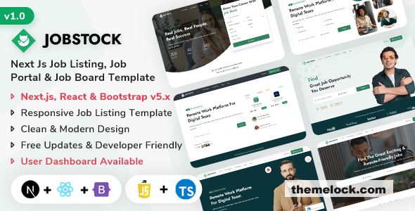 JobStock – NextJs Job Listing, Job Portal Landing & Admin Dashboard Template