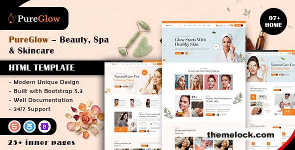 Pureglow – Beauty, Spa & Skincare HTML Template