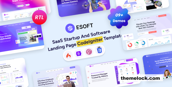 eSoft – CodeIgniter SaaS Startup & Software Landing Page Template