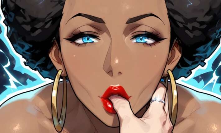 Dark Brown Skin Pov Kiss The Viewer Afro Hairstyle Hentai