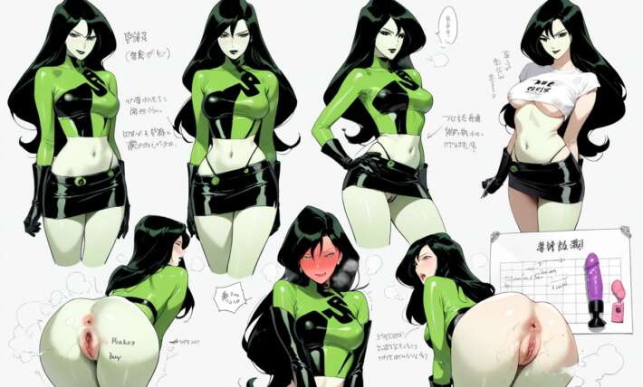Anime Character Design Sheet Transparent Crop Top Muted Colors Hentai