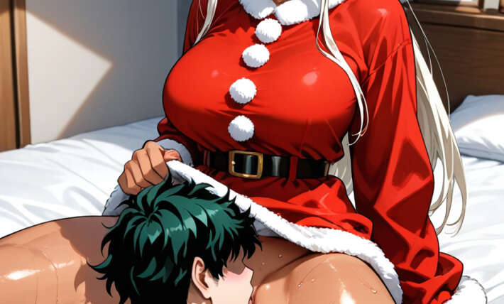 Fur-trimmed Dress Female Hand On Male Head Sweaty Hentai