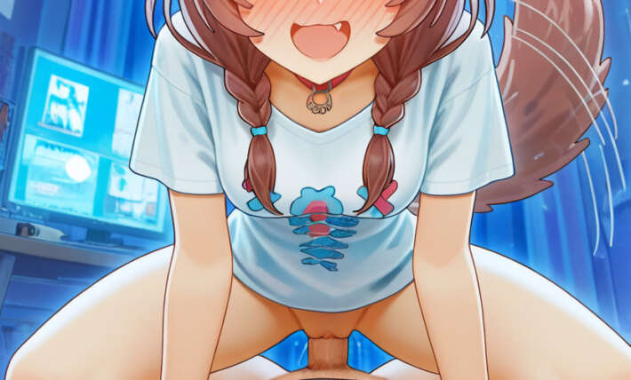 Thick Black Outline Kneeling Fang Hentai