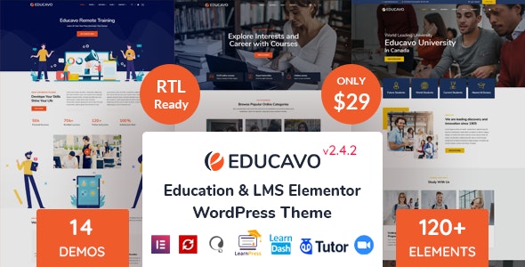 Educavo v3.4.3 – Online Courses & Education WordPress Theme