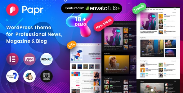 Papr v1.5.4 – News Magazine WordPress Theme