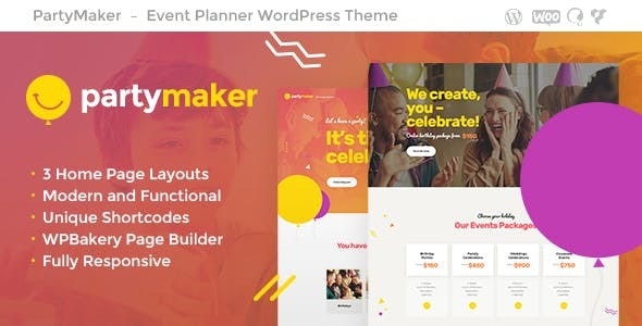 PartyMaker v1.1.16 – Event Planner & Wedding Agency WordPress Theme