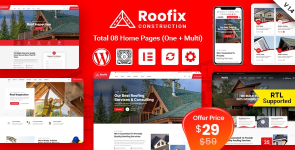 Roofix v2.2.7 – Roofing Services WordPress Theme