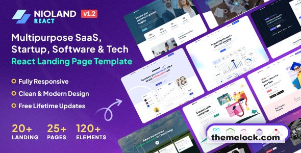 NioLand v1.2 – SaaS & Software Startup React Landing Template