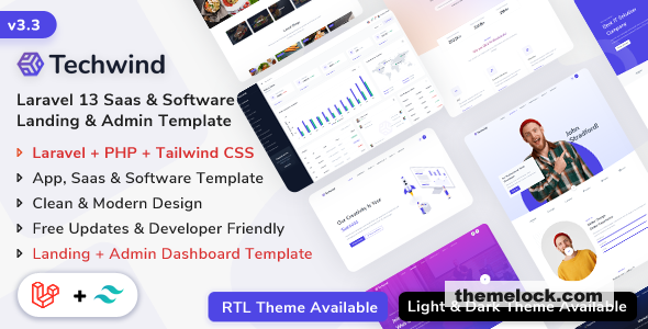 Techwind v3.3.0 - Laravel 13 App, Saas & Software Landing & Admin Dashboard Template 2 1790604267 techwind laravel 13 app saas software landing admin dashboard template