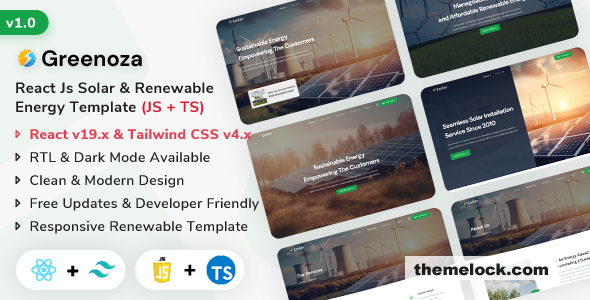 Greenoza – React Js Solar & Renewable Energy Template